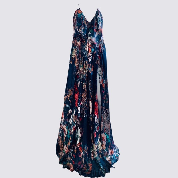 Etxart & Panno Dresses & Skirts - ETXART & PANNO FLORAL SILK MAXI DRESS SPAGHETTI STRAP SILK GOWN